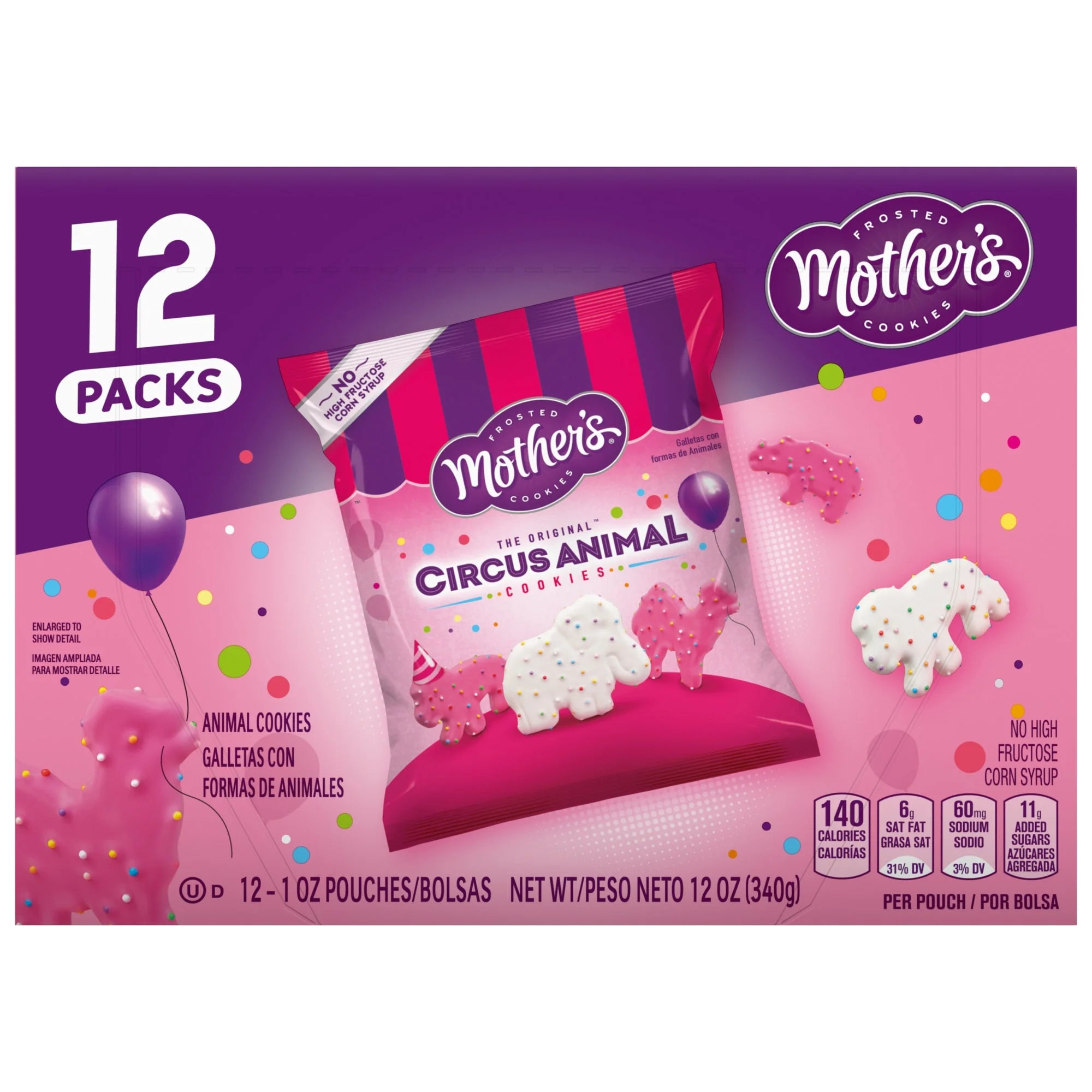 MOTHER'S Original Circus Frosted Animal Cookies, 12oz Box, Nostalgic Sweet Treats for Kids and Adults, Shareable Treats